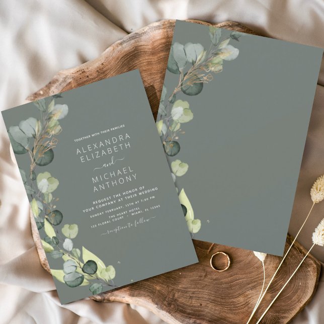 Invitation Eucalyptus Vert Sage Vert Élégant Mariage (Créateur téléchargé)