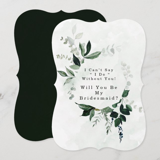 Invitation Eucalyptus Vertes Serez-Vous Ma Femme D'Accueil (Devant / Derrière)