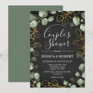 Invitation Eucalyptus Wreath Chalkboard Couples Douche