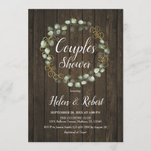 Invitation Eucalyptus Wreath Rustic Couples
