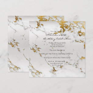 Invitation Événement Anniversaire Noir Gris Marbre Minimal