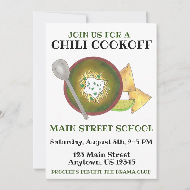 Invitation Événement annuel Chili Cookoff Cook Off Charity (Devant)