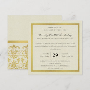 INVITATION ÉVÉNEMENT D'ATELIER CLASSIQUE D'OR BLANC DAMASK