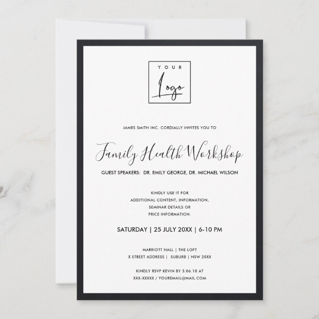 INVITATION ÉVÉNEMENT D'ATELIER EN SOIE VELVET NOIR & BLANC VO (Devant)