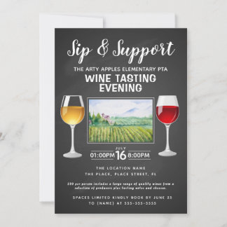Invitation événement de collecte de fonds vin et fromage sip