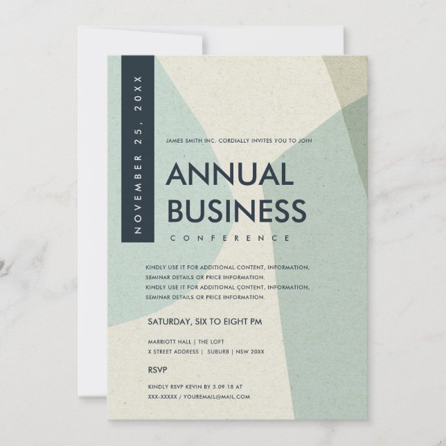 INVITATION ÉVÉNEMENT DE CONFÉRENCE D'ART ABSTRAIT MODERNE BLE (Devant)