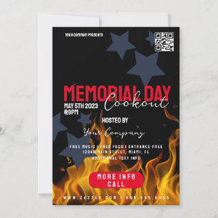 Invitation Événement de COOKOUT pour la fête du Memorial Day 