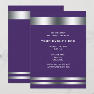 Invitation Événement de dîner élégant violet et argent