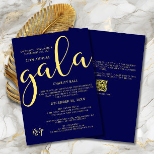 Invitation Événement de gala de charité Élégant Bleu Or