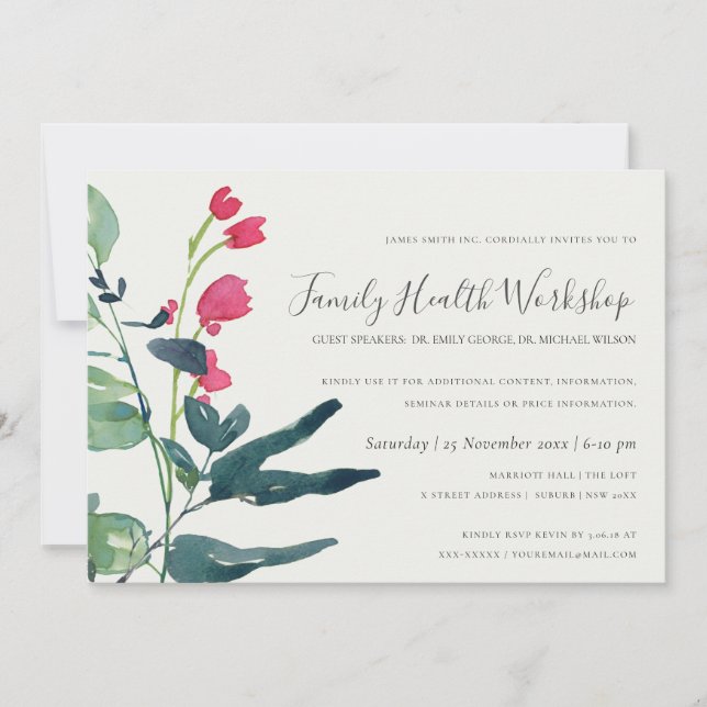 INVITATION ÉVÉNEMENT DE L'ATELIER PINK GREEN FAUNA EUCALYPTUS (Devant)