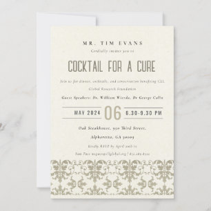 Invitation Événement de séminaire de cocktail en argent damas