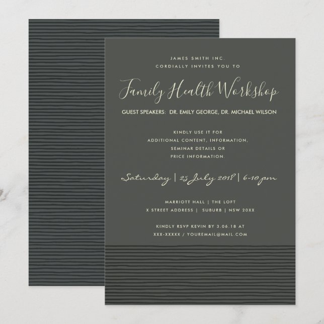 INVITATION ÉVÉNEMENT DE SÉMINAIRE DE L'ATELIER DE LA LIGNE NO (Devant / Derrière)