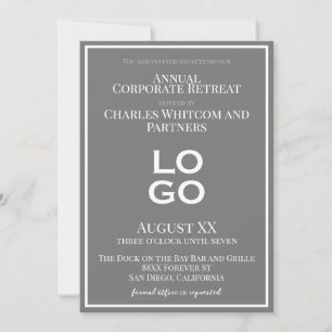 Invitation Événement d'entreprise Grey avec logo personnalisé