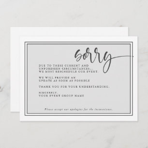 Invitation Événement différé moderne Désolé Reprogrammer l'év