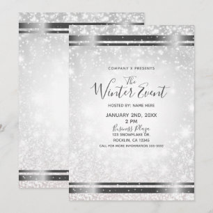Invitation Événement Élégant de Noël "White Sparkle" (Merveil
