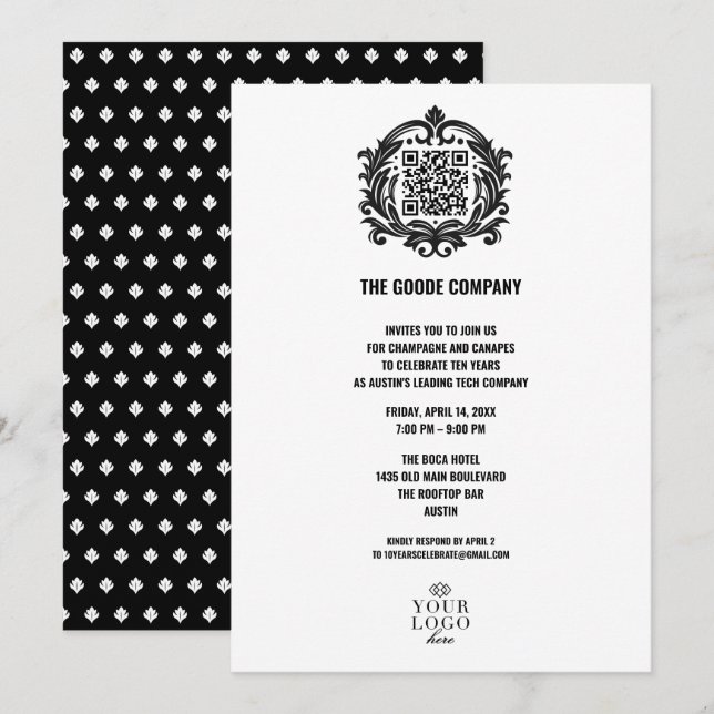 Invitation Événement Entreprise Personnalisé | Code QR (Devant / Derrière)