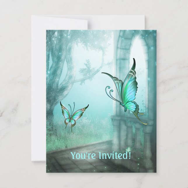 Invitation Evénement Ethereal Turquoise Butterfly Garden (Devant)
