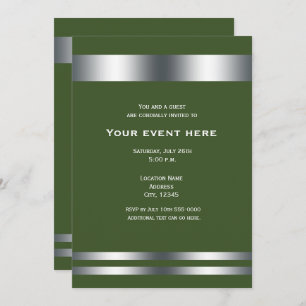 Invitation Événement Green & Silver Elegant Dinner Party