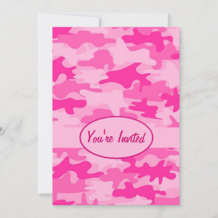 Invitation Événement rose et fuchsia de partie de camouflage