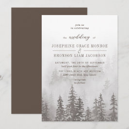 Invitation Evergreens dans la forêt de brouillard en Mariage 