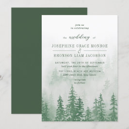 Invitation Evergreens dans la forêt de brouillard en Mariage 