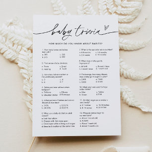 Invitation EVERLEIGH Baby Trivia Baby shower Game Card