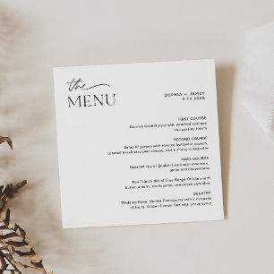 Invitation EVERLEIGING Minimalist Carré Diner Menu Mariage