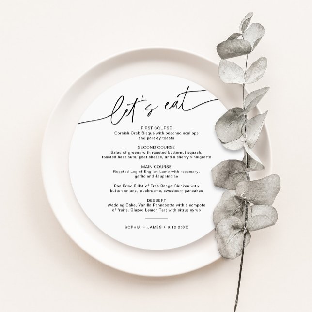 Invitation EVERLEIGING Minimalist Round Mariage Dinner Menu (Créateur téléchargé)