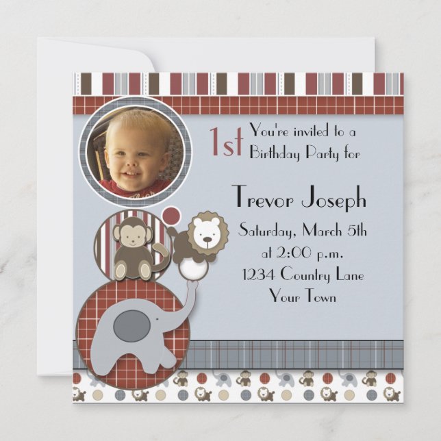Invitation ex_trev_2, photo_1st_birthday_boy_invitation Co… (Devant)