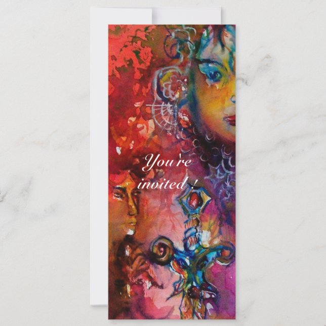 Invitation EXCALIBUR 1, rouge vif, rose pourpre (Devant)