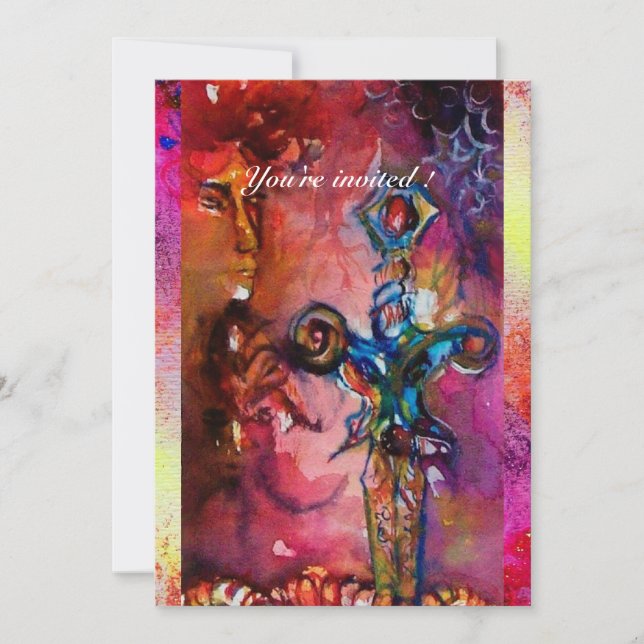 Invitation EXCALIBUR 2, rouge vif, rose violet (Devant)