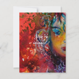 Invitation EXCALIBUR 3, rouge vif , rose pourpre