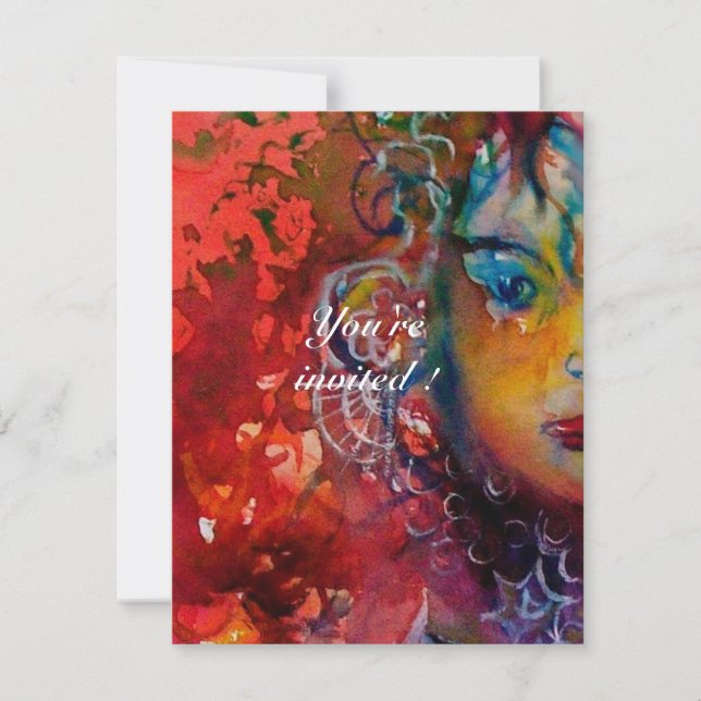 Invitation EXCALIBUR 3, rouge vif, rose violet (Devant)