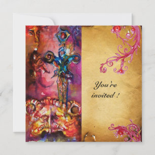Invitation EXCALIBUR 3 , rouge vif , rose violet