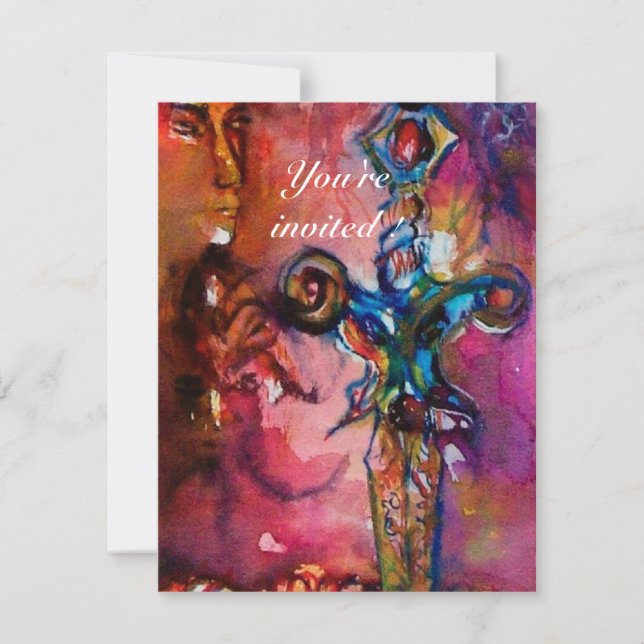 Invitation EXCALIBUR 4, rouge vif , rose violet (Devant)