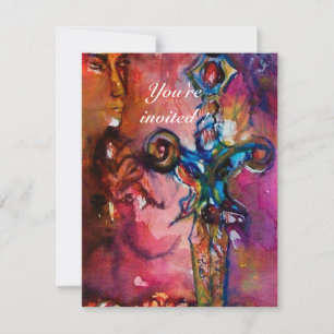 Invitation EXCALIBUR 4, rouge vif, rose violet