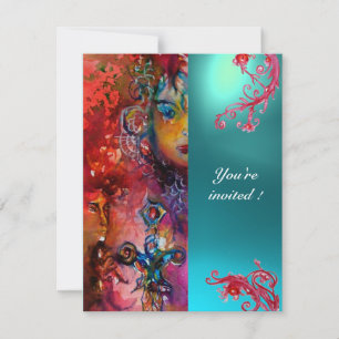 Invitation EXCALIBUR gemme rouge vif, rose bleu orange bleu