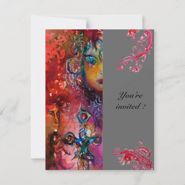 Invitation EXCALIBUR, gris rouge vif (Devant)