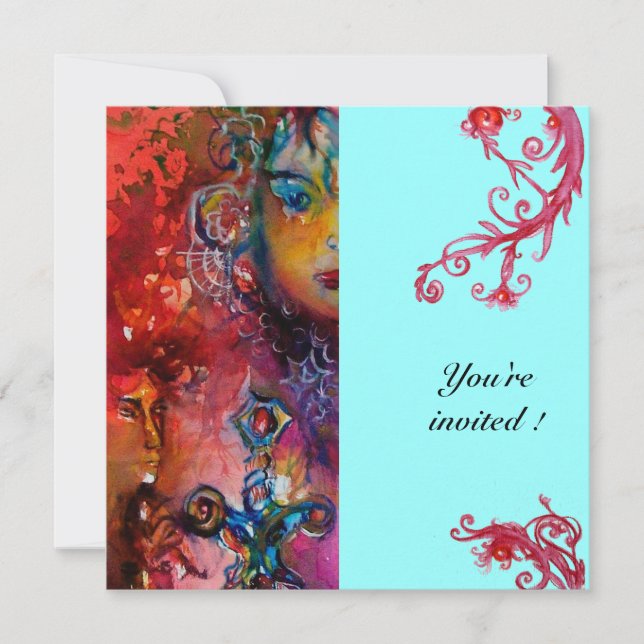 Invitation EXCALIBUR , rouge vif , bleu (Devant)