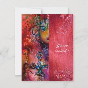 Invitation EXCALIBUR, rouge vif bleu violet fuchsia