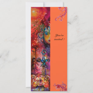 Invitation EXCALIBUR, rouge vif, jaune rose