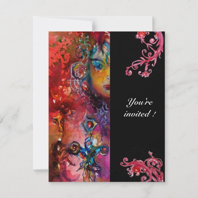 Invitation EXCALIBUR, rouge vif, noir (Devant)