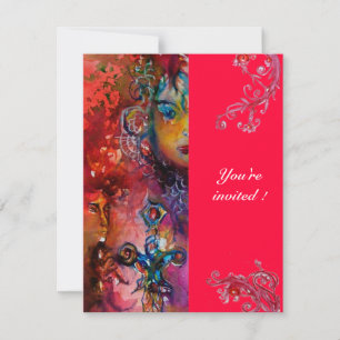 Invitation EXCALIBUR , rouge vif , rose