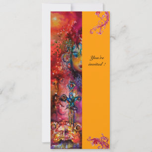 Invitation EXCALIBUR, rouge vif, rose bleu jaune