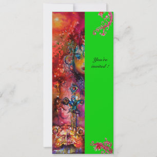 Invitation EXCALIBUR, rouge vif, vert rose