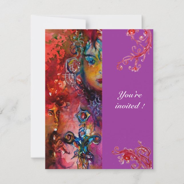 Invitation EXCALIBUR, rouge vif, violet rose (Devant)