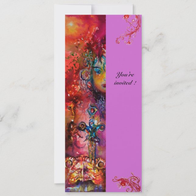 Invitation EXCALIBUR, rouge vif, violet rose (Devant)