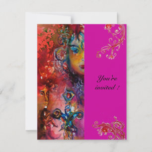 Invitation EXCALIBUR, rouge vif, violet rose