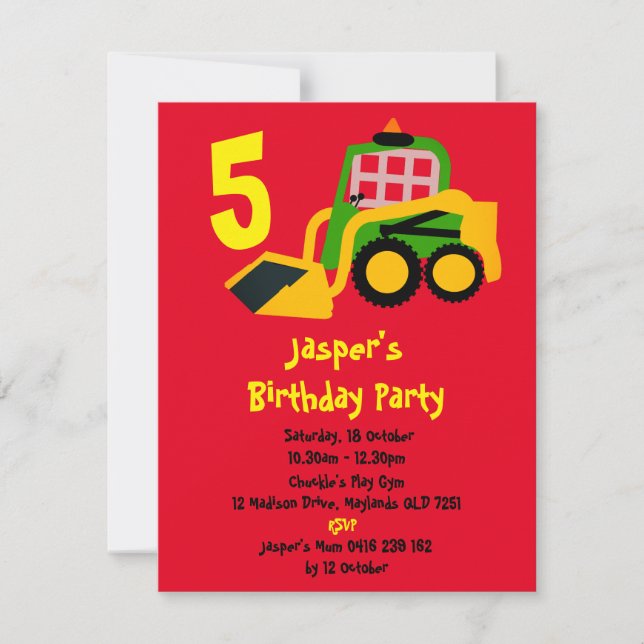 Invitation Excavateur Bobcat (Devant)