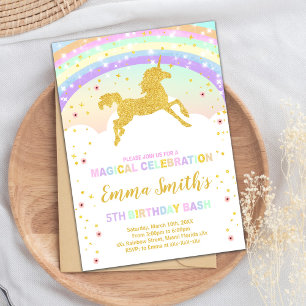 Invitation Exécution de la Parties scintillant Unicorn Invita